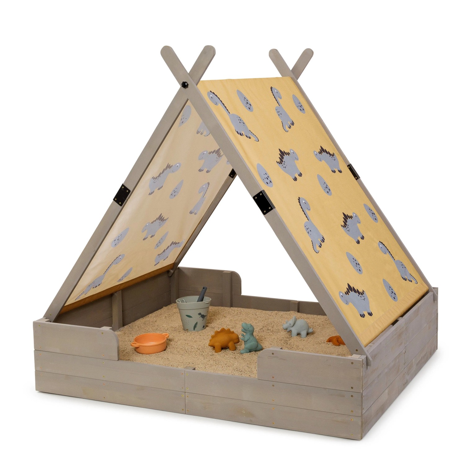 MUDDY BUDDY Sandkasten mit Zelt Dino Lover Warmgrau