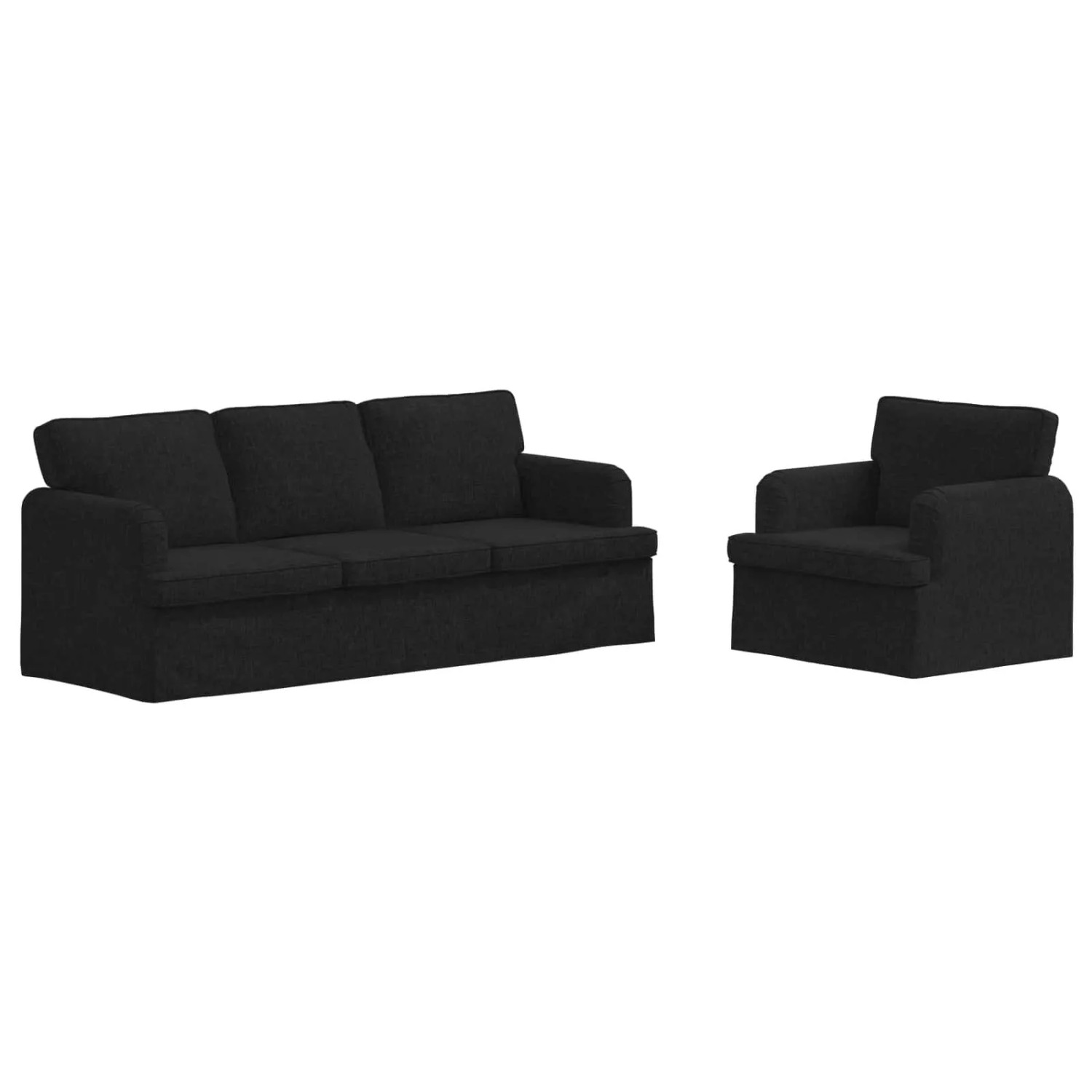 vidaXL Sofa 2-Tlg Schwarz 144 x 80 x 85 cm Stoff 3407606