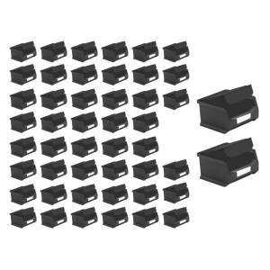 SuperSparSet: 48 schwarze, leitfähige Sichtlagerboxen (6x10x10 cm) mit Abdeckung. ESD-Behälter für Aufbewahrung.
