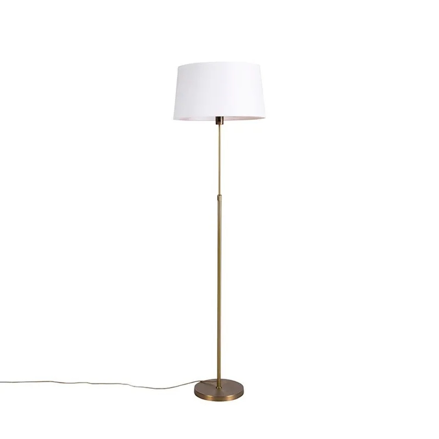 QAZQA Bronze Stehleuchte mit Leinenschirm Weiß 45 cm Verstellbar Parte