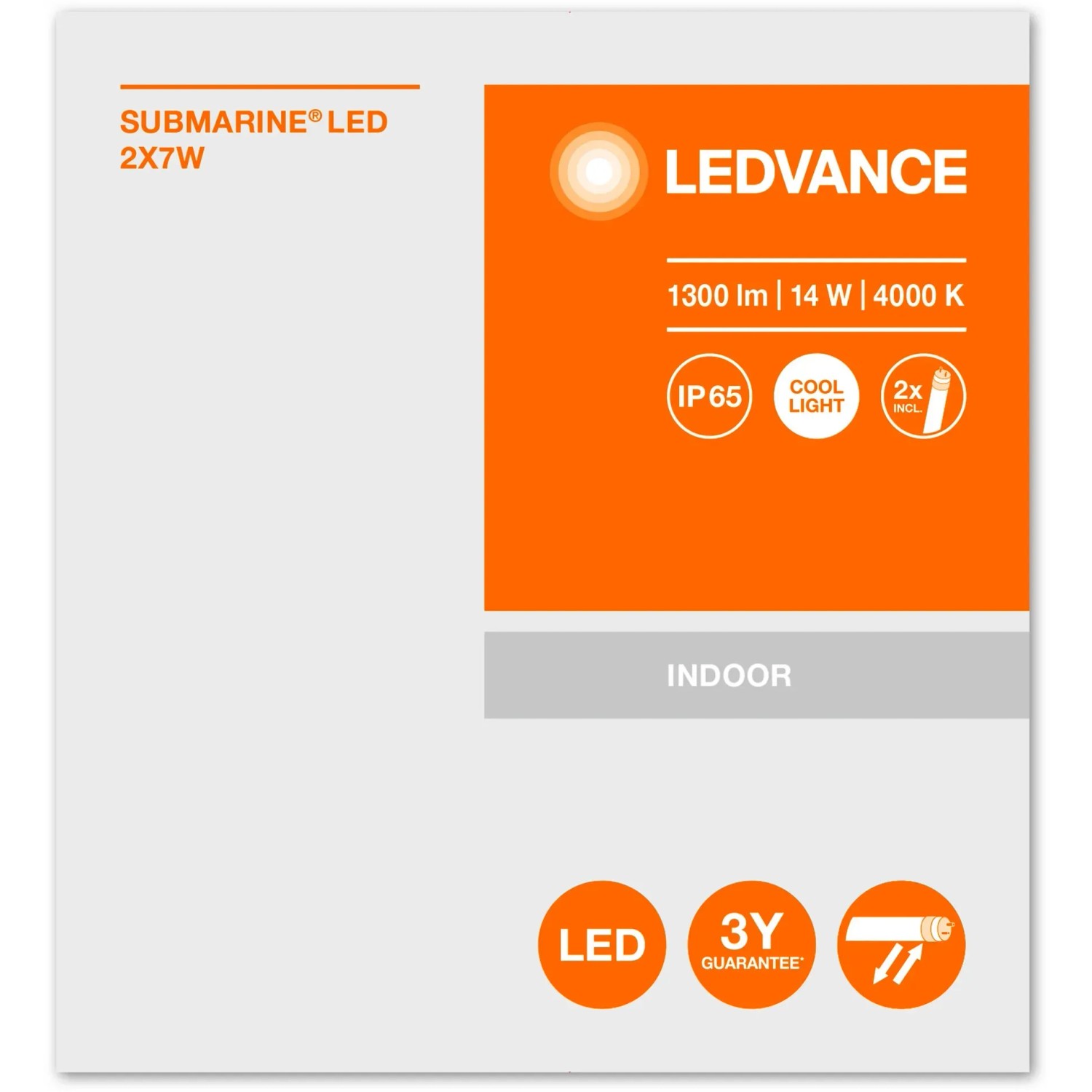 Ledvance LED-Feuchtraumleuchte Submarine, kaltweiß, 65 cm, ideal für Keller und Garage.