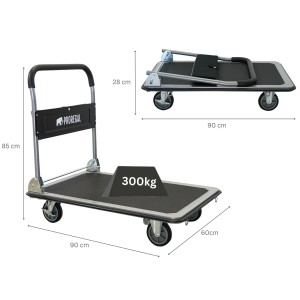 PROREGAL Klappbarer Profi-Transportwagen BIG RHINO 300 Werkzeugtasche & 6 Sicherungsösen Traglast 300kg Vollgummibereifung