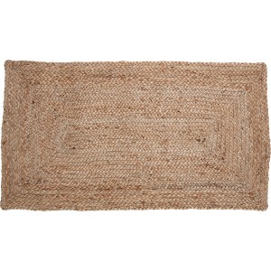 Naturfarbener Jute Teppich, 60x90 cm, geflochtene Optik.