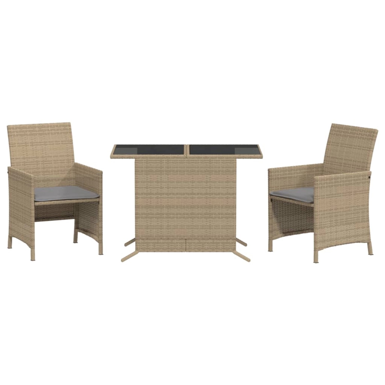 vidaXL 3-Tlg Bistro-Set mit Kissen Beigemischung Poly Rattan 365121