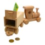 Dekohelden24 Dekorative Fahrbare Holz Spardose Sparbüchse Lokomotive Eisenbahnspardose mit Wagon aus Buchenholz zum Gestalten L/B/H 36 x 8 x 12 cm_6