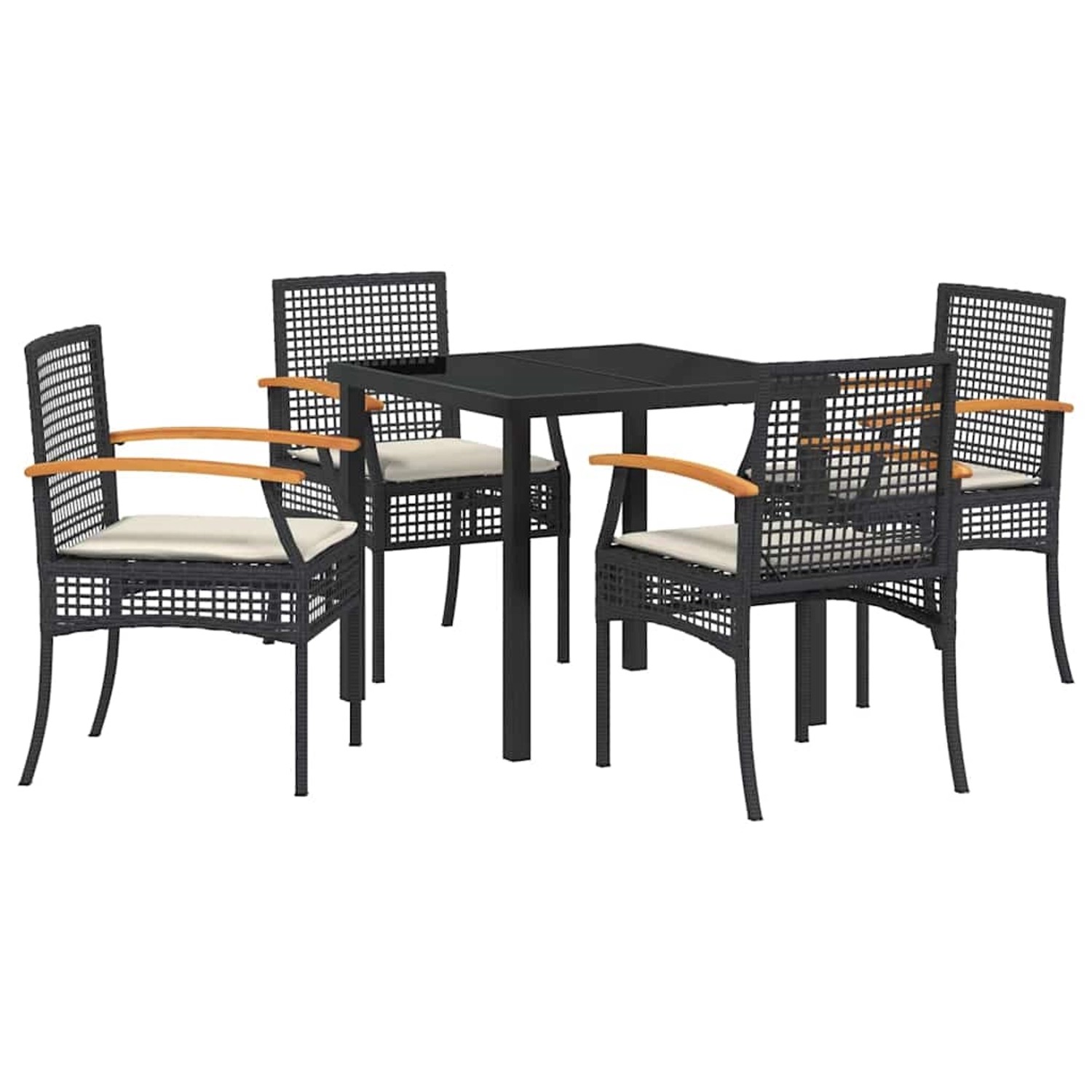 vidaXL Garten Essgruppe 5-Tlg Schwarz Poly Rattan 3380814 günstig online kaufen