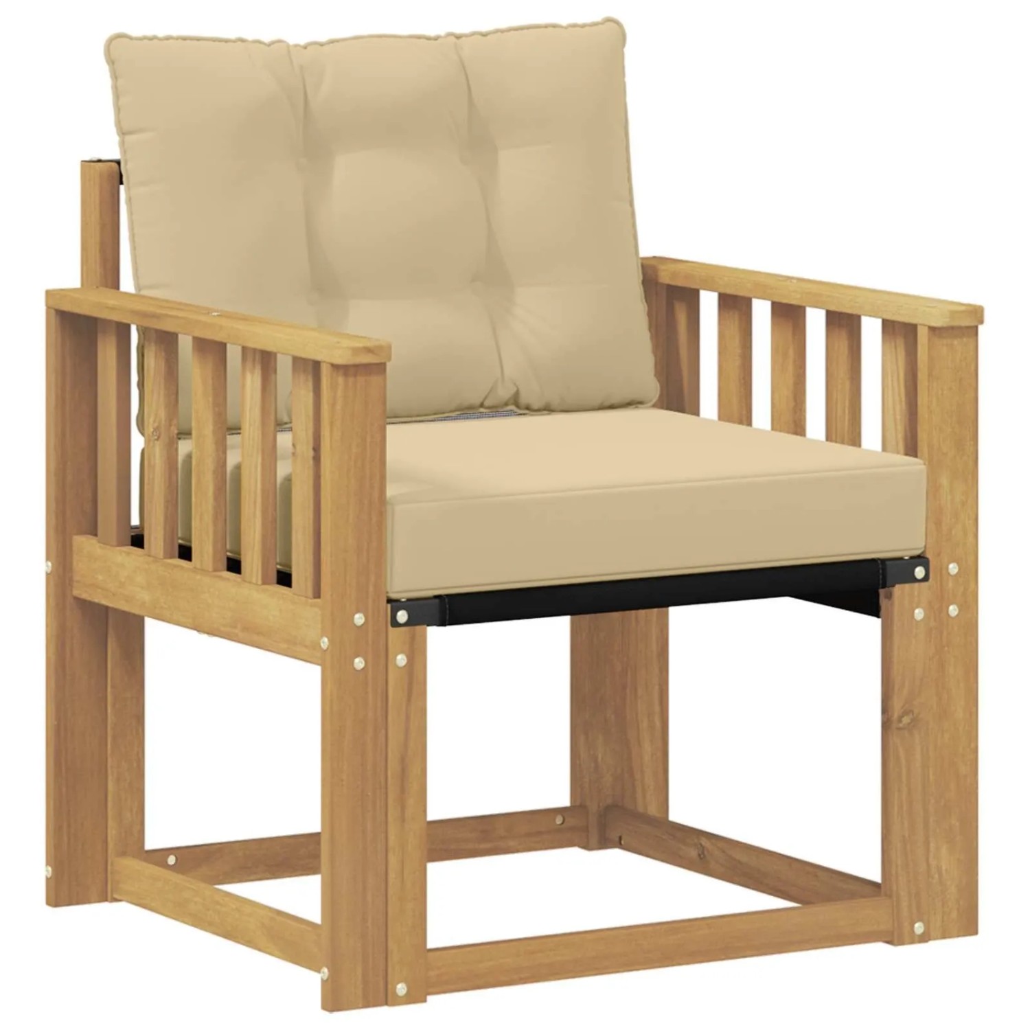 vidaXL Outdoor-Sofa Massives Akazienholz und Textilene Weiß 3439039