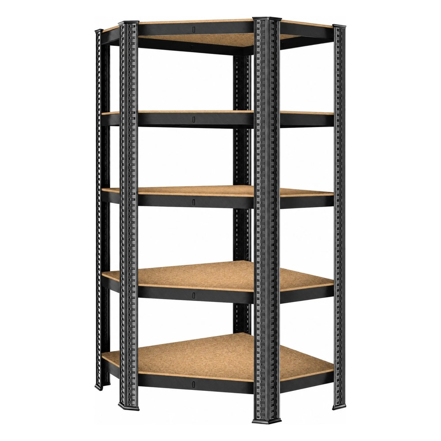 MASKO Eck Schwerlastregal Metall 875 kg 5 MDF Böden 180 x 75 x 40 cm Schwarz