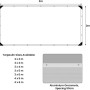 Skizze einer grauen WOLTU Abdeckplane 3x6m mit Ösen, Größenangaben und Detail Aluminium Ösen.
