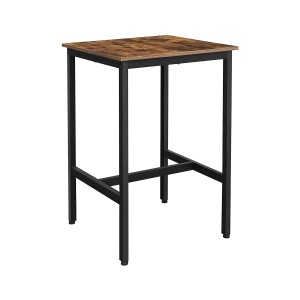 Quadratischer Vasagle Bartisch in Braun-Schwarz, 60x60x92 cm. Ideal für Küche oder Bar.