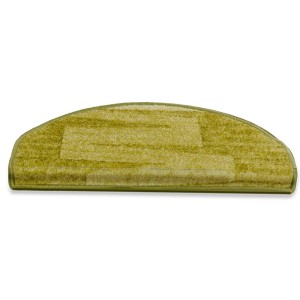Halbrunde, grüne Stufenmatte Via Veneto, 23,5x65 cm. Stufenteppich mit robustem Winkel und Klebeband.