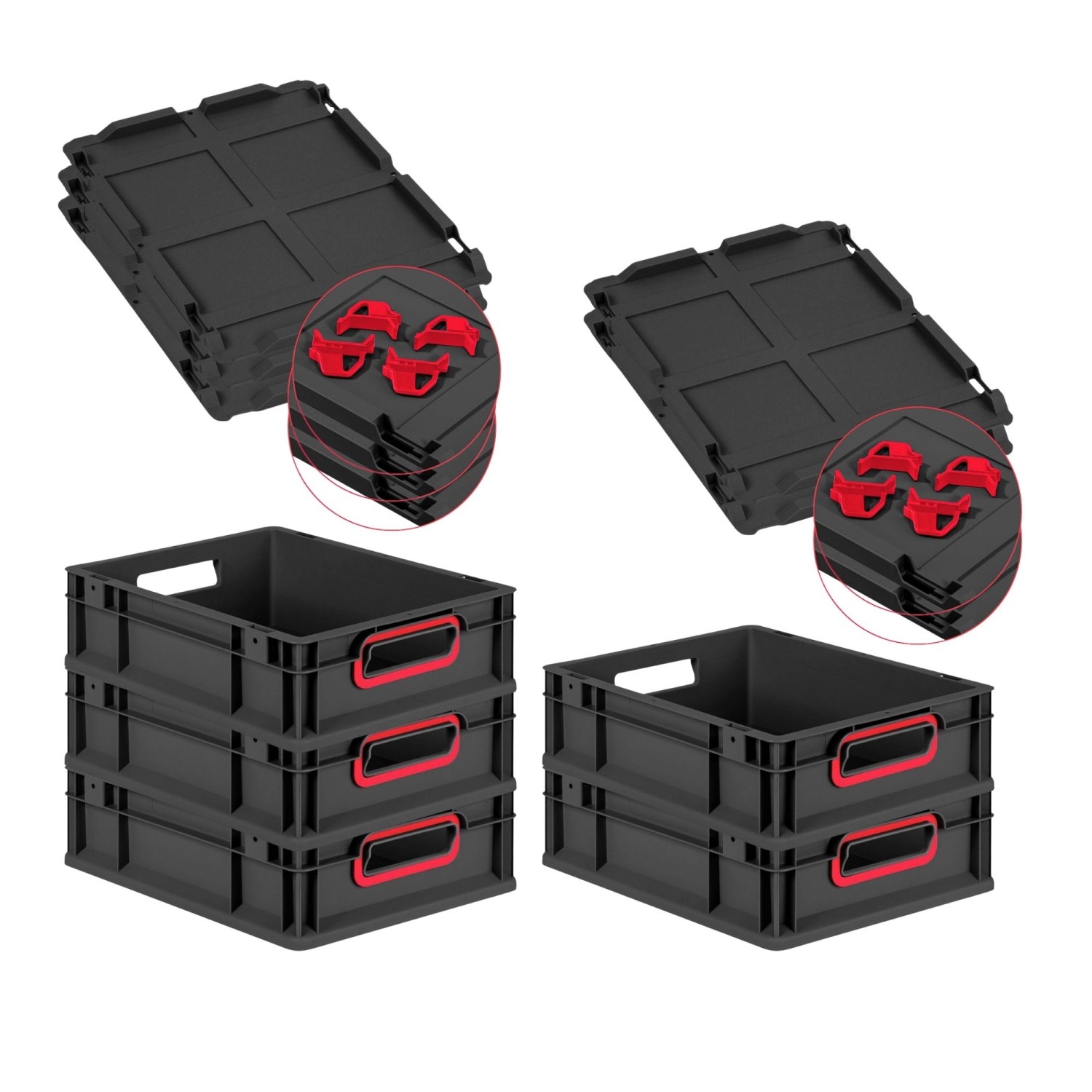 PROREGAL SparSet 5x Eurobox Nextgen Color Mit Auflagedeckel HxBxT 12x30x40c günstig online kaufen