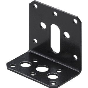 Schwarzer Hettich Verstellwinkel aus Stahl, 58x38x57 mm, für Möbelbeine.