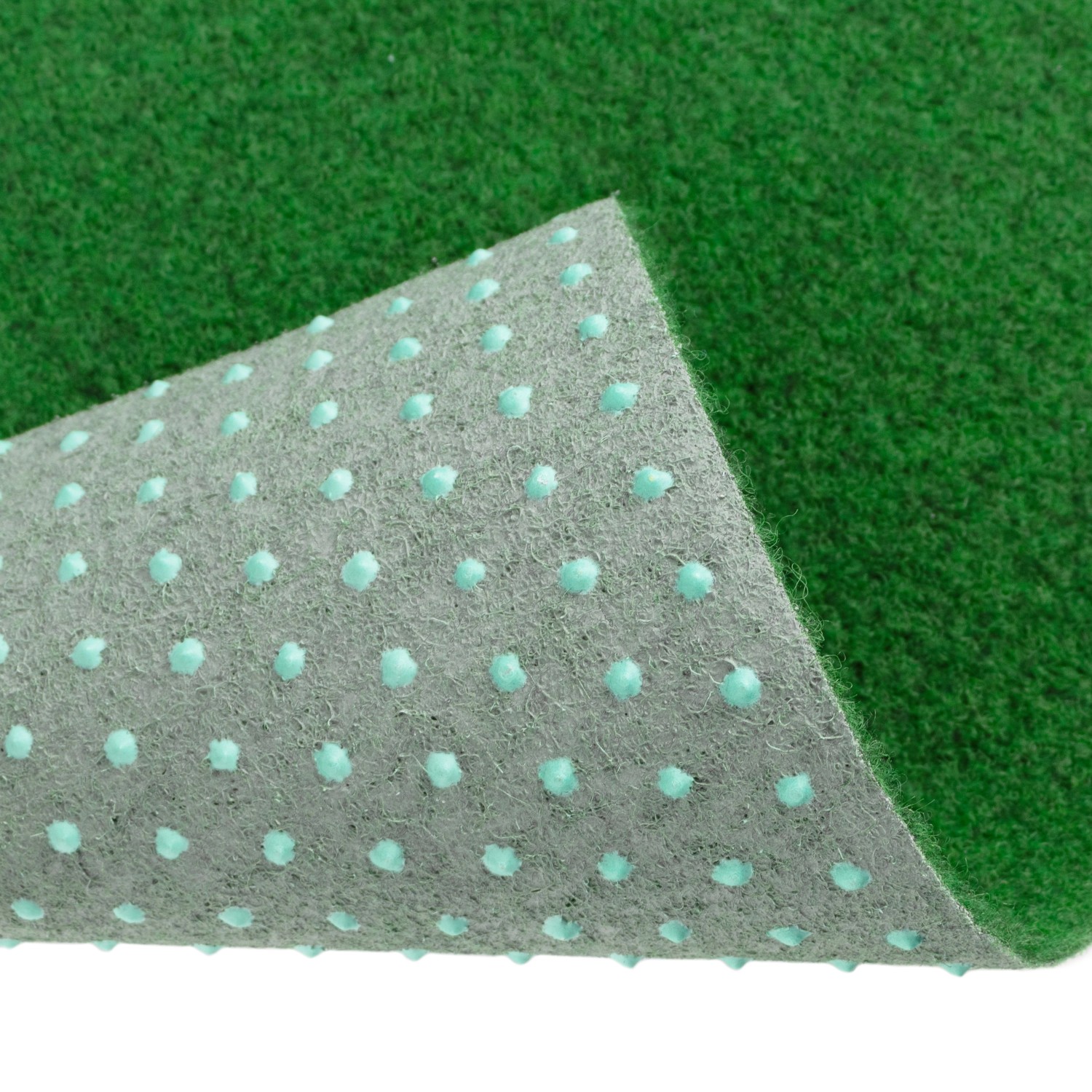 Detailaufnahme: Grüner Primaflor Rasenteppich Park mit Drainage-Noppen.