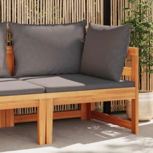 vidaXL Ecksofa mit Dunkelgrauen Kissen Massivholz Akazie 316320