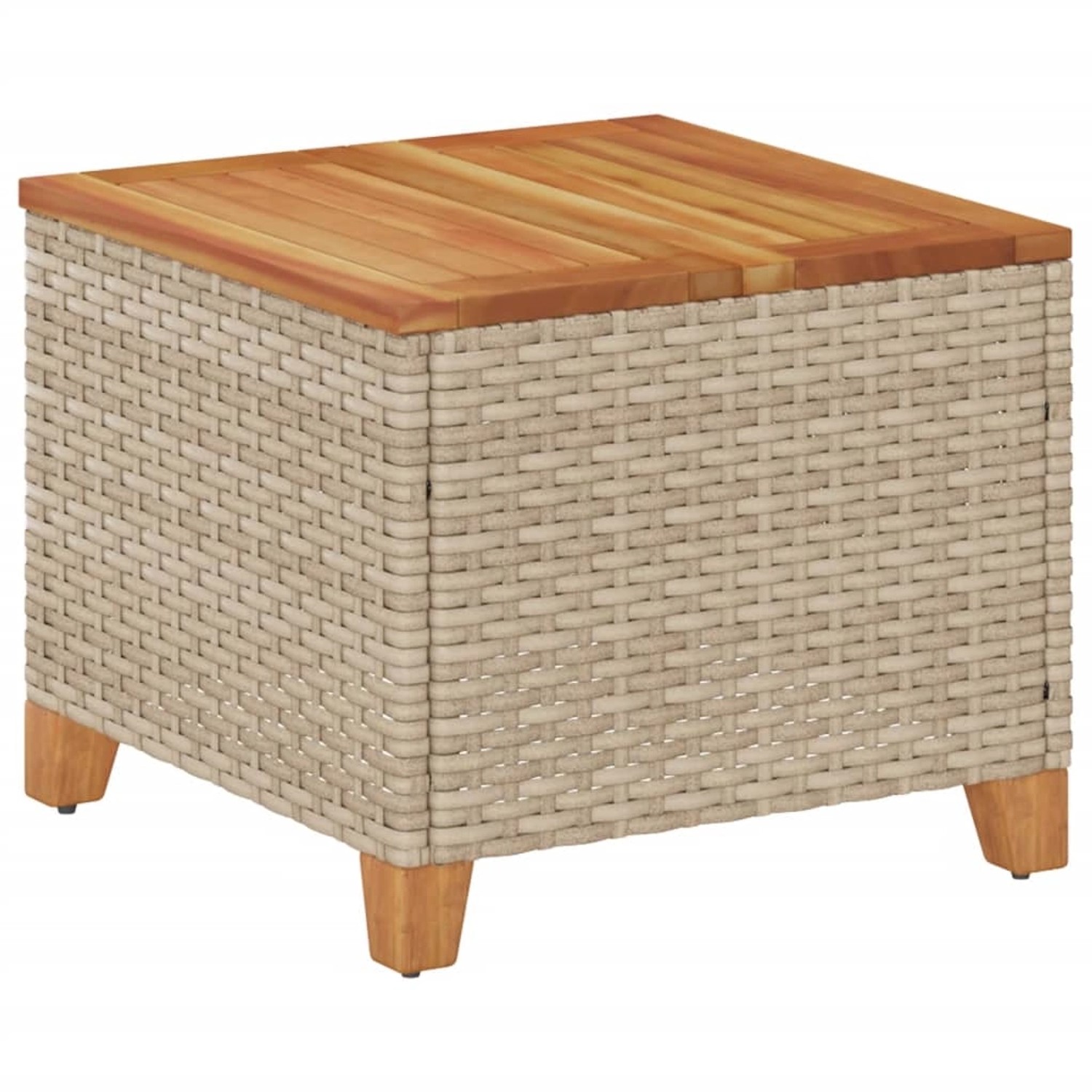 vidaXL Gartentisch Beige 45x45x37 cm Poly Rattan Akazienholz 366327