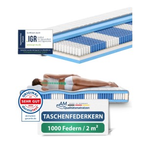 AM Premium Taschenfederkernmatratze 280x200 H3: Matratze mit 1000 Federn/2m², Made in Germany.