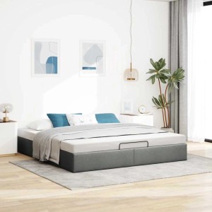 vidaXL Ottoman-Bett ohne Matratze Dunkelgrau 160x200 cm Stoff 3310890
