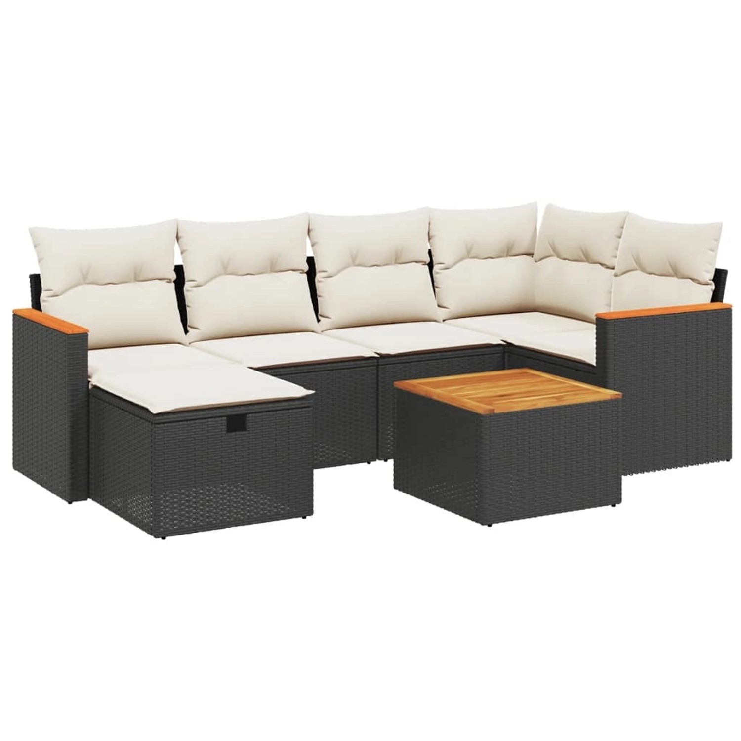 vidaXL 7-tlg Garten-Sofagarnitur mit Kissen Schwarz Poly Rattan Modell 138 günstig online kaufen