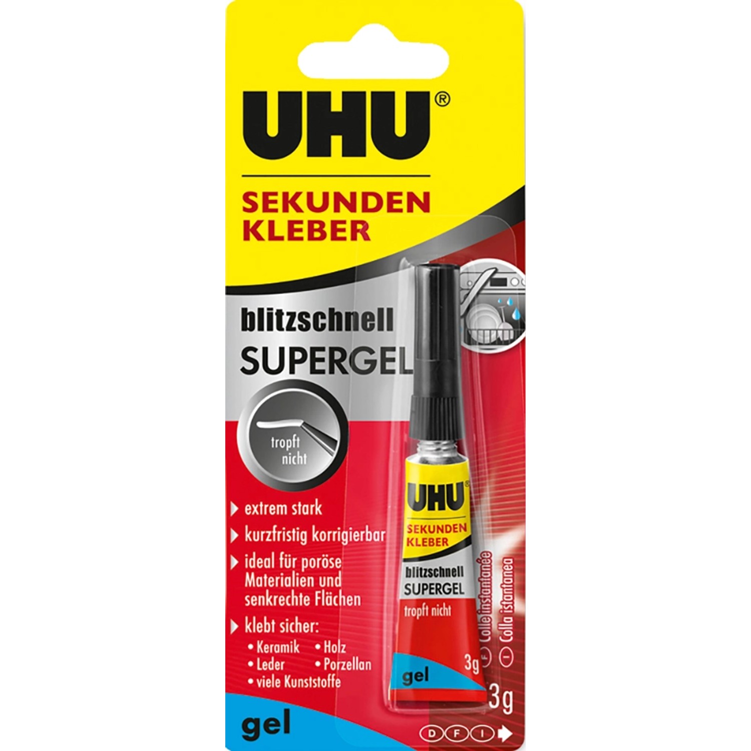 Uhu Sekunden Kleber Blitzschnell Supergel 3 g