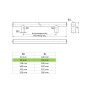 Maßzeichnung für SOTECH Edelstahl Stangengriff G17. Bohrlochabstand 96 mm, Ø12 mm, Gesamtlänge 156 mm. Tabelle mit Maßen.