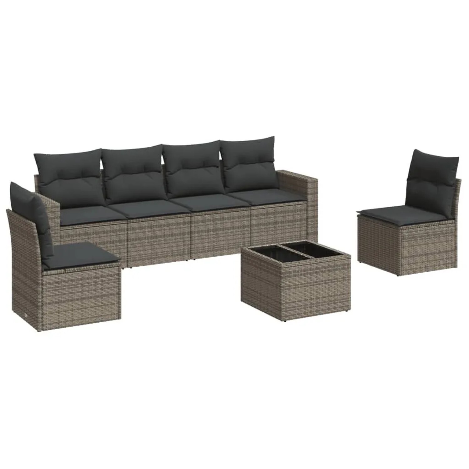 vidaXL 7-Tlg Garten-Sofagarnitur mit Kissen Grau Poly Rattan 3251157 günstig online kaufen