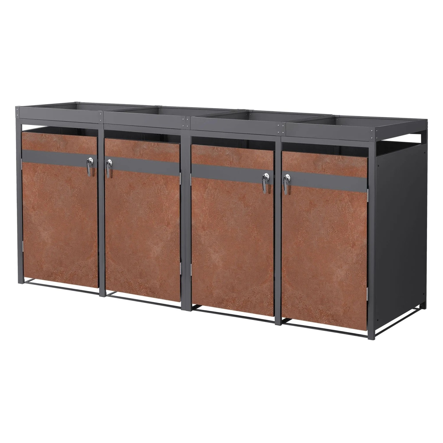 Ml-Design Mülltonnenbox 4er Pflanzdach 264x80x116,3cm Anthrazit-Rost