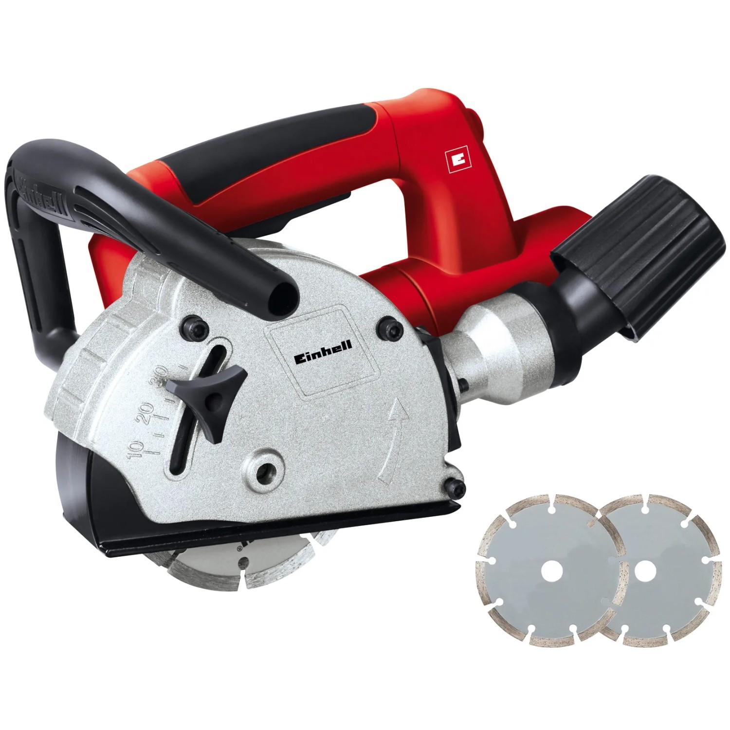 Einhell Mauernutfräse TC-MA 1300 mit Diamant-Trennscheiben für präzise Schnitte in Mauerwerk.