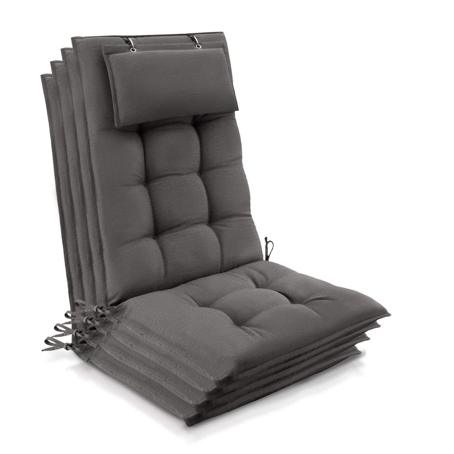Beautissu 4er Set Sun-HL Hochlehner Auflage 120x50x8cm Taupe