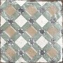 Quadratische, matte Bodenfliese aus Feinsteinzeug, 20x20 cm, mit Muster in Beige, Grün und Grau.