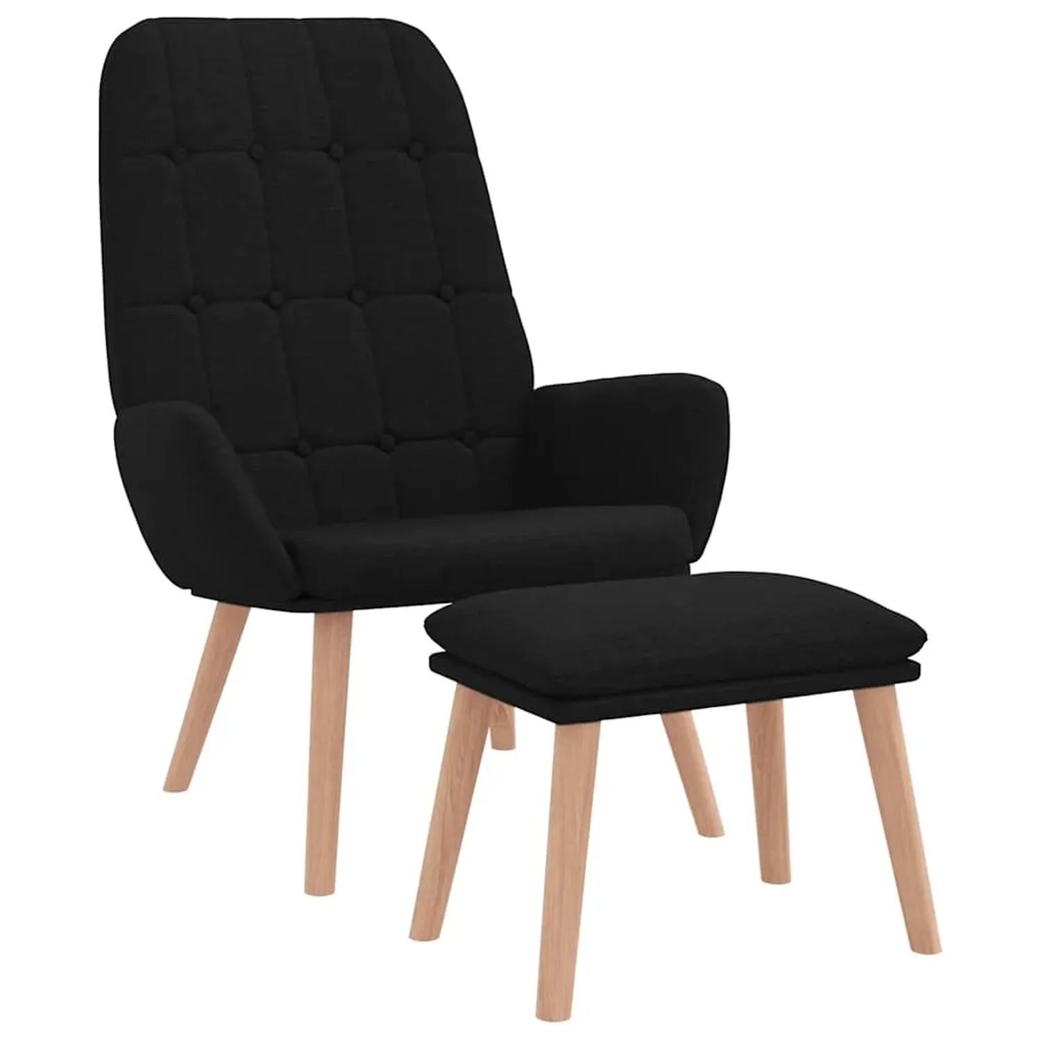vidaXL Relaxsessel mit Hocker Schwarz Stoff 3315153