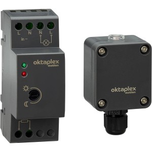 Oktaplex Edi Dämmerungsschalter mit externem Sensor für Hutschiene.