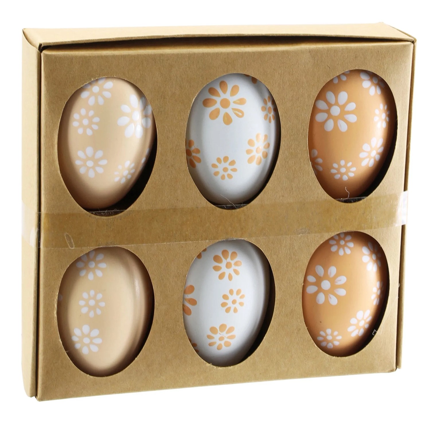 Osterdeko Eier-Set zum Hängen aus Kunststoff 6 cm Braun-Weiß 6 Stück