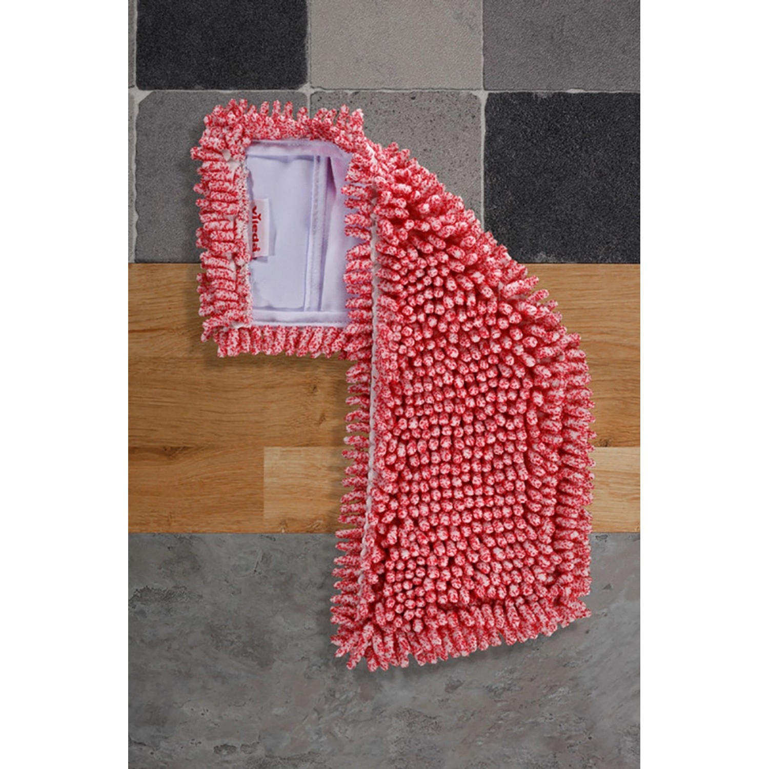 Vileda Style Chenille Ersatzbezug, rot-weißer Wischbezug für Reinigungsgeräte.
