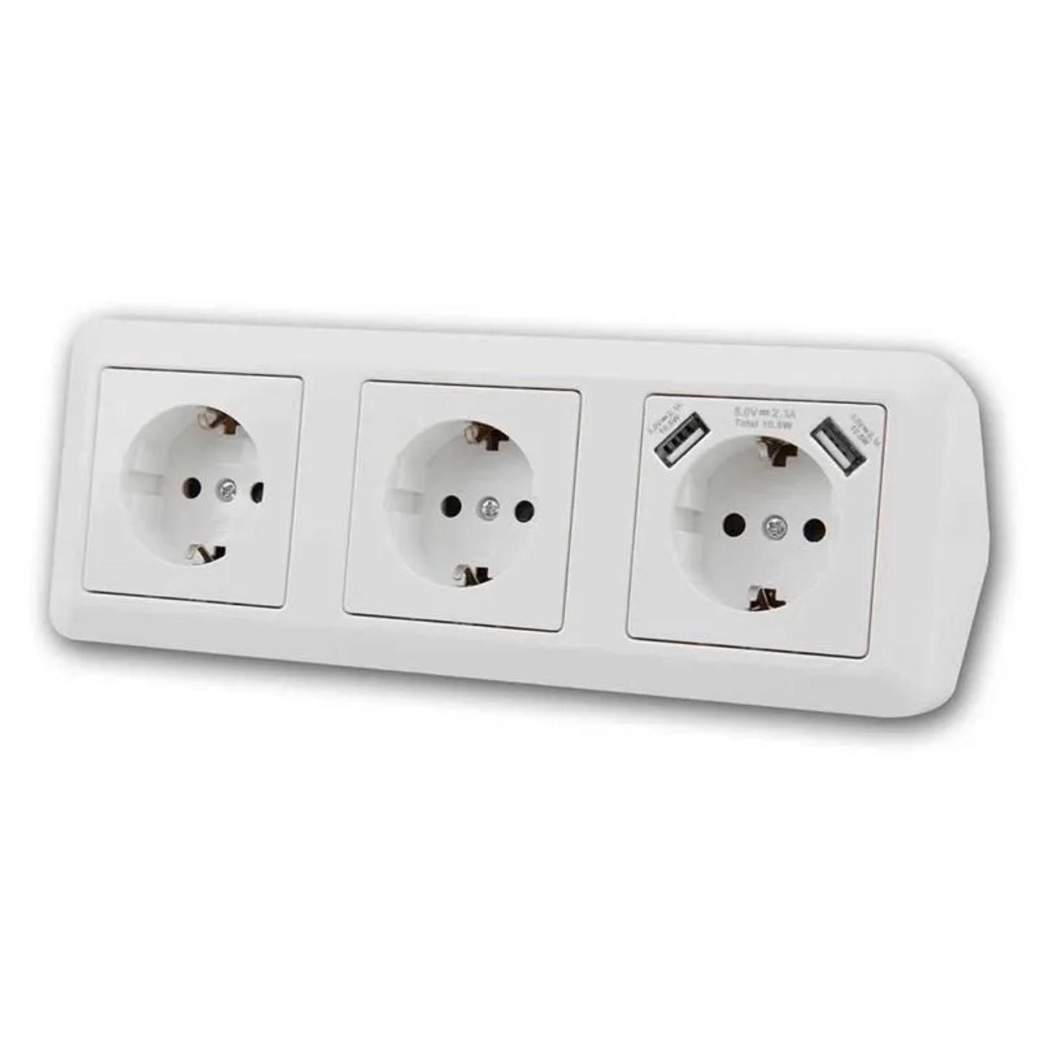 McPower Cup Aufbau Steckdosenblock Weiß 3-Fach & 2x Usb A