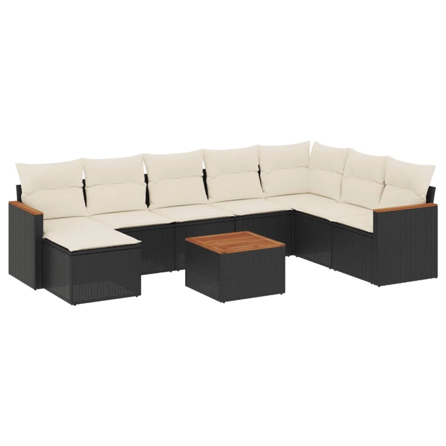 vidaXL 9-Tlg Garten-Sofagarnitur mit Kissen Schwarz Poly Rattan 3226252 günstig online kaufen
