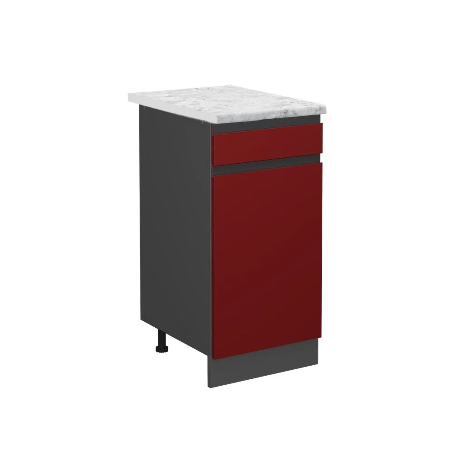Vicco Küchenunterschrank R-Line Schubladenschrank für die Küche Rot Anthrazit J-Shape AP Marmor