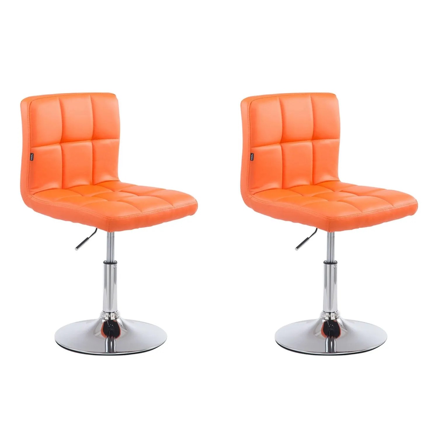 DELUKE 2er Set Barhocker BANGKO Kunstleder Orange 44x49x74cm Barstuhl Höhenverstellbar Mit Lehne Drehbar Tresenhocker Tresenstuhl