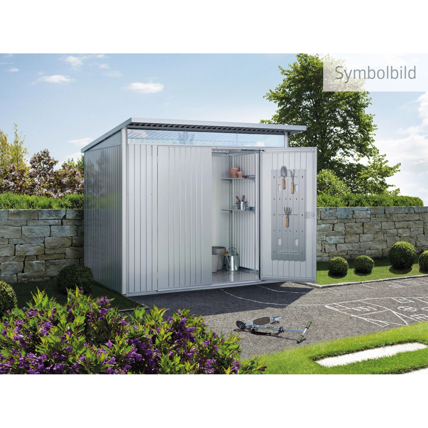 Biohort Metall-Gerätehaus AvantGarde ECO Gr. A1 silber-metallic Doppeltür