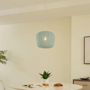 Blaue Lindby Pendelleuchte Helin aus Textil, 1-flammig, für Wohnzimmer.
