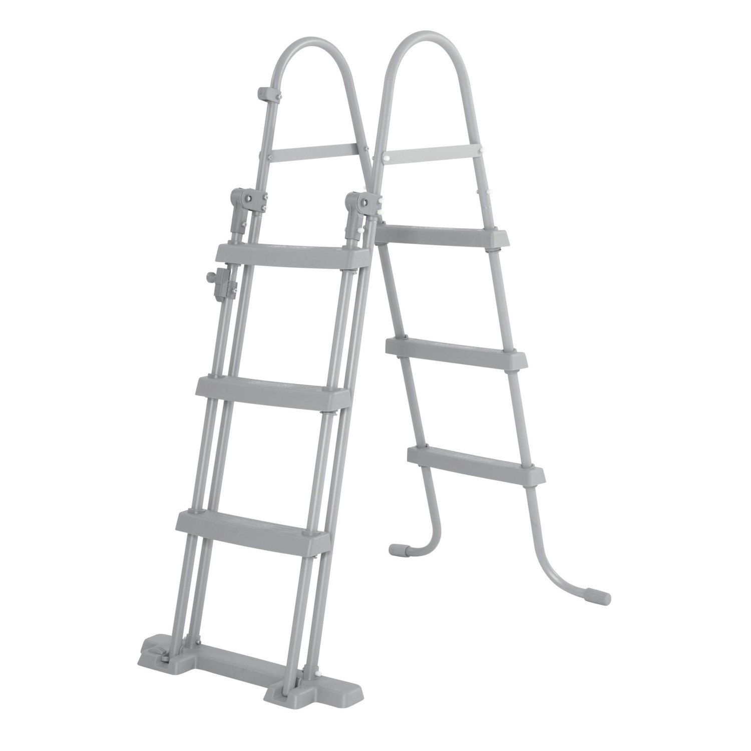 Graue Leiter für Bestway Stahlrahmen Pool Set Steel Pro Max, Detailaufnahme.
