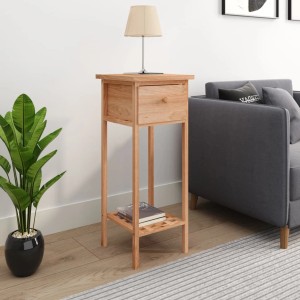 Beistelltisch Nussbaumholz mit Schublade, 25x25x60 cm. Tisch mit Ablage für Wohnzimmer oder Flur.