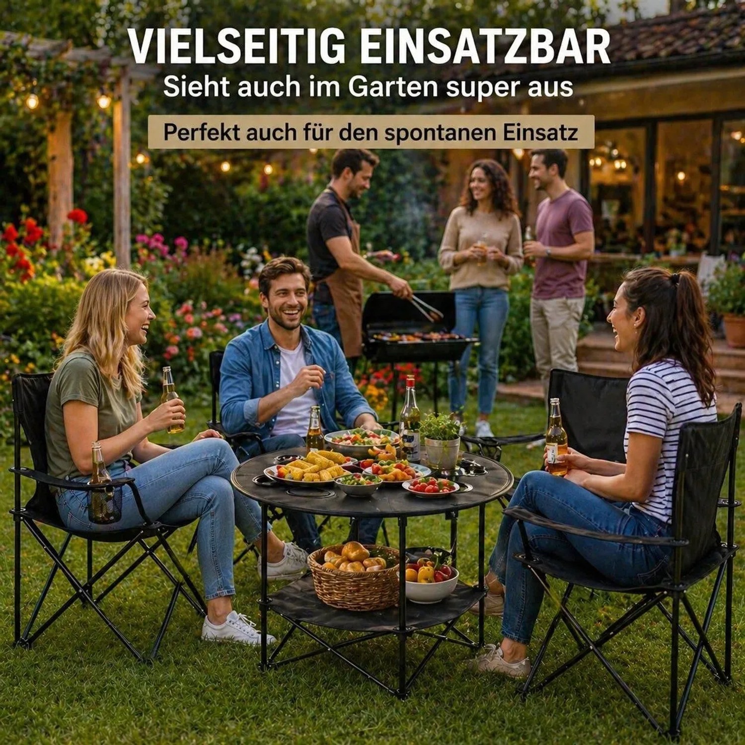 BigDean Camping Set 4x Campingstühle & 1x Campingtisch Campingstuhl mit Tisch Set Klappbar Camping Tisch Stuhl Set Campingstuhl Faltbar Angelstuhl_6