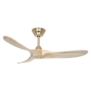 CASAFAN Eco Genuino Deckenventilator, Messing gebürstet, Holz Natur, 122cm