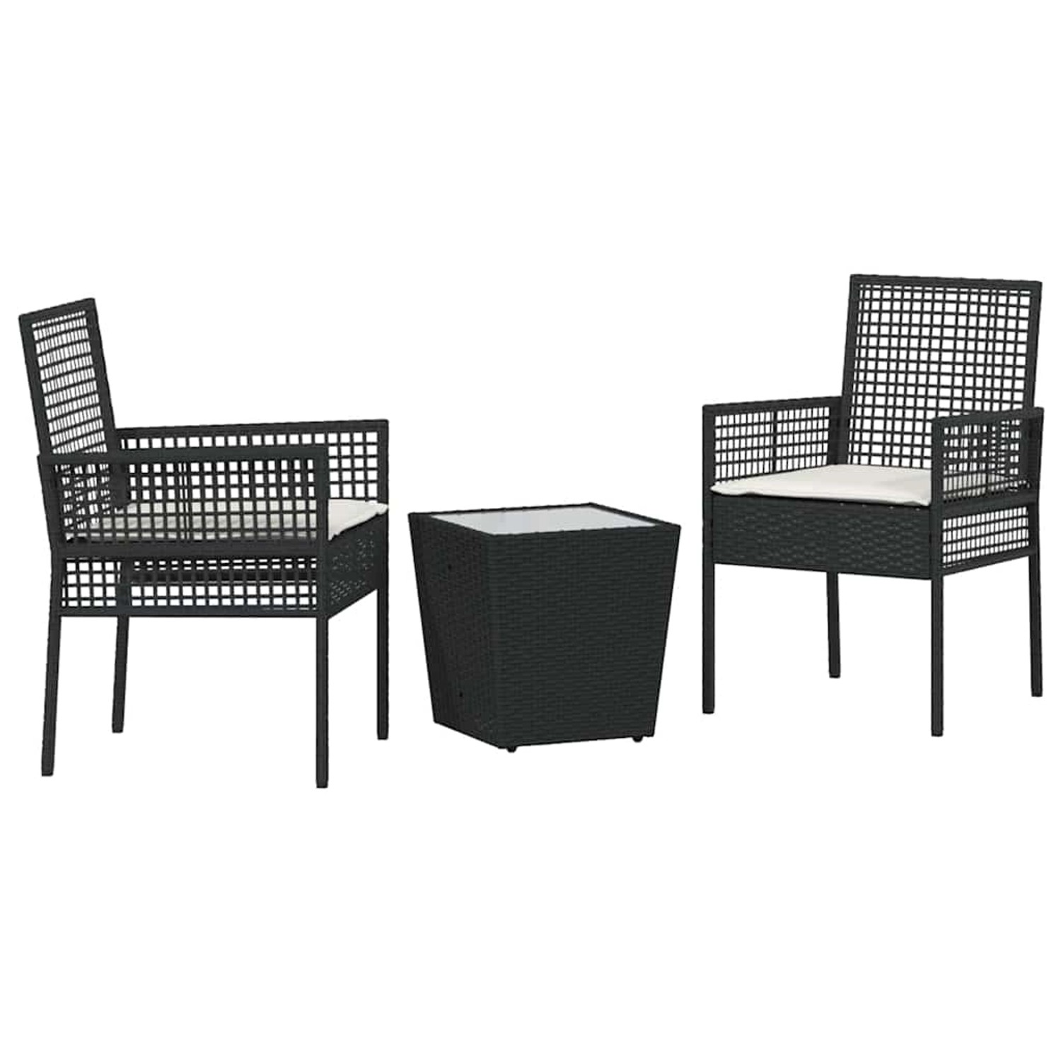 vidaXL Garten Bistro Set 3-Tlg Schwarz Poly Rattan 3334955