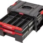 Qbrick Schubladenschrank PRO Drawer 2 Toolbox Basic, Werkzeugkoffer mit zwei Schubladen und rotem Akzent.