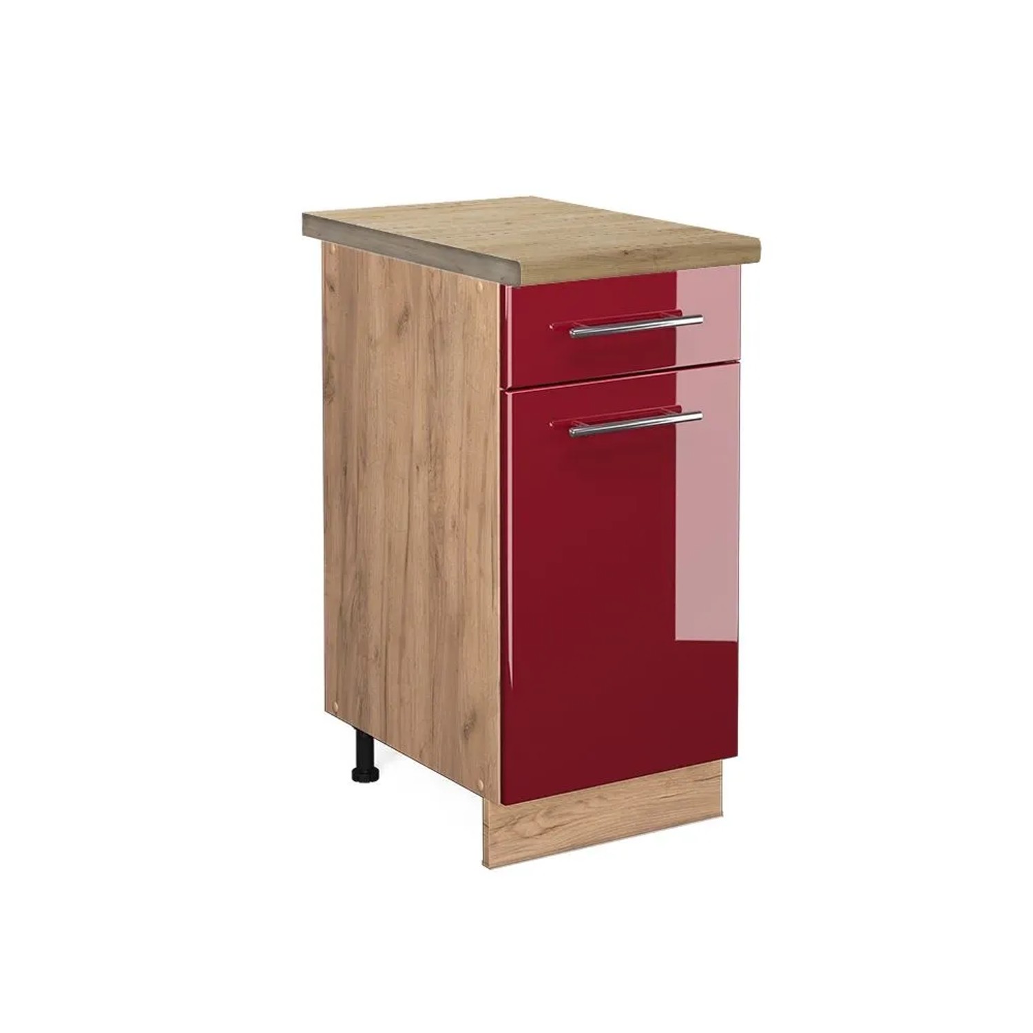 Vicco Küchenunterschrank Fame-Line Bordeaux Hochglanz Goldkraft Eiche 40 cm AP Eiche