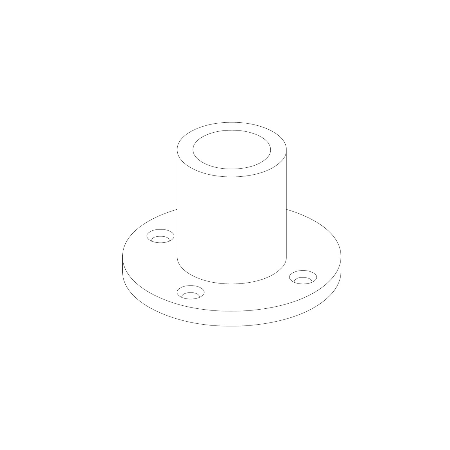 Fußplatte Rund, silber verzinkt, für Stahlrohr (Ø 2,7 cm) zum Möbelbau.