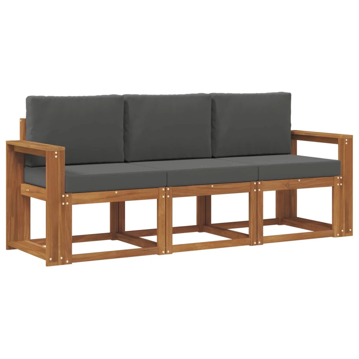vidaXL Outdoor-Sofagarnitur mit Kissen 3-Tlg Natur und Anthrazit 3365945