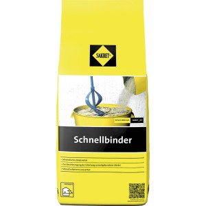 Sakret Schnellbinder 5 kg Sack, grauer Schnellzement zum schnellen Abbinden von Mörtel.